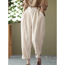 Leisure Solid Cotton Pocket Casual Pants Leisure Solid Cotton Pocket Casual Pants