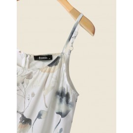 Women Watercolor Floral Plant Print Spaghetti Strap Jumpsuit Women Watercolor Floral Plant Print Spaghetti Strap Jumpsuit