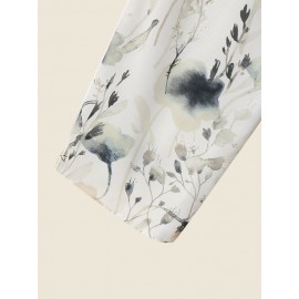 Women Watercolor Floral Plant Print Spaghetti Strap Jumpsuit Women Watercolor Floral Plant Print Spaghetti Strap Jumpsuit