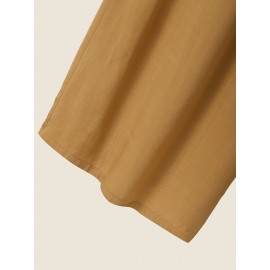 Women Solid Cotton Wide Leg Loose Jumpsuit With Pocket Women Solid Cotton Wide Leg Loose Jumpsuit With Pocket