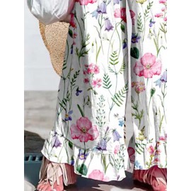 Women Floral Plant Print V-Neck Ruffle Sleeveless Jumpsuit Women Floral Plant Print V-Neck Ruffle Sleeveless Jumpsuit
