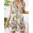 Plant Print Pocket Button Sleeveless V Neck Casual Cotton Romper
