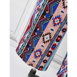 Women Bohemian Geometric Print V-Neck Short Sleeve Jumpsuit Women Bohemian Geometric Print V-Neck Short Sleeve Jumpsuit