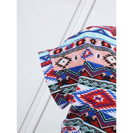 Women Bohemian Geometric Print V-Neck Short Sleeve Jumpsuit Women Bohemian Geometric Print V-Neck Short Sleeve Jumpsuit