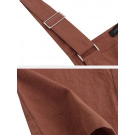 Waist Drawstring Pockets Straps Jumpsuit