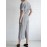Women Solid V-Neck Cotton Short Sleeve Belted Jumpsuit