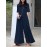 Women Solid Pleated Short Sleeve Wide Leg Jumpsuit