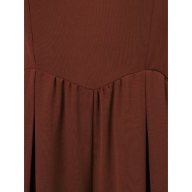 Women Solid Pleated Short Sleeve Wide Leg Jumpsuit Women Solid Pleated Short Sleeve Wide Leg Jumpsuit