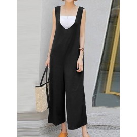 Solid Backless Sleeveless Casual Jumpsuit Solid Backless Sleeveless Casual Jumpsuit