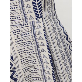 Women Geometric Print Crew Neck Sleeveless Bohemian Wide Leg Jumpsuit Women Geometric Print Crew Neck Sleeveless Bohemian Wide Leg Jumpsuit