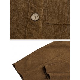 Solid Color Button Pocket Sleeveless Casual Corduroy Jumpsuit for Women