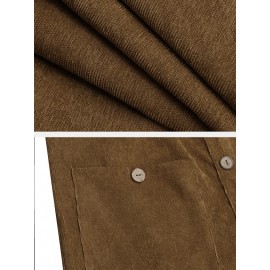 Solid Color Button Pocket Sleeveless Casual Corduroy Jumpsuit for Women