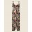 Women Allover Print Backless Tie Shoulder Strap Jumpsuit