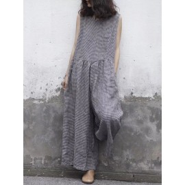 Plaid Wide Leg Sleeveless Baggy Black Overalls Jumpsuit Plaid Wide Leg Sleeveless Baggy Black Overalls Jumpsuit