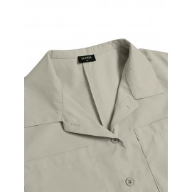 Women Solid Lapel Double Pocket Button Front Casual Jumpsuit Women Solid Lapel Double Pocket Button Front Casual Jumpsuit