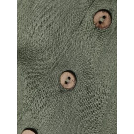 Solid Color Button Casual Wide Legs Short Sleeve Jumpsuit