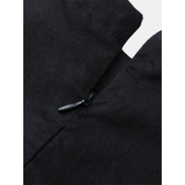 Solid Color O-neck Sleeveless Long Pants Romper Zipper Jumpsuit