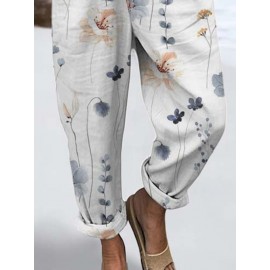 Women Floral Plant Print Double Pocket Overalls Jumpsuit Women Floral Plant Print Double Pocket Overalls Jumpsuit