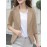 Solid Lapel Pocket Button Front 3/4 Sleeve Blazer