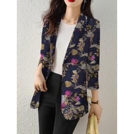 Plants Print Long Sleeve Lapel Blazer For Women Plants Print Long Sleeve Lapel Blazer For Women