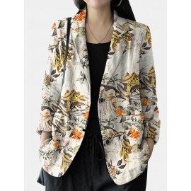 Floral Print Casual Lapel Collar Button Women Loose Blazer Floral Print Casual Lapel Collar Button Women Loose Blazer
