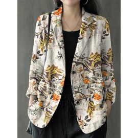 Floral Print Casual Lapel Collar Button Women Loose Blazer Floral Print Casual Lapel Collar Button Women Loose Blazer