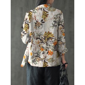 Floral Print Casual Lapel Collar Button Women Loose Blazer Floral Print Casual Lapel Collar Button Women Loose Blazer