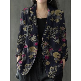 Floral Print Casual Lapel Collar Button Women Loose Blazer Floral Print Casual Lapel Collar Button Women Loose Blazer