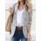 Solid Color Long Sleeve Lapel Collar Pocket Blazer For Women