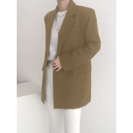 Solid Asymmetrical Hem Long Sleeve Lapel Blazer Solid Asymmetrical Hem Long Sleeve Lapel Blazer