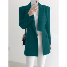 Solid Asymmetrical Hem Long Sleeve Lapel Blazer Solid Asymmetrical Hem Long Sleeve Lapel Blazer