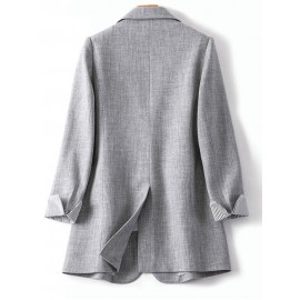 Stripe Panel Long Sleeve Button Front Lapel Blazer Stripe Panel Long Sleeve Button Front Lapel Blazer