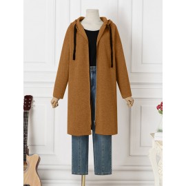 Casual Zip Front Pocket Long Sleeve Drawstring Coat Casual Zip Front Pocket Long Sleeve Drawstring Coat