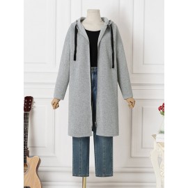 Casual Zip Front Pocket Long Sleeve Drawstring Coat Casual Zip Front Pocket Long Sleeve Drawstring Coat