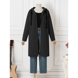 Casual Zip Front Pocket Long Sleeve Drawstring Coat Casual Zip Front Pocket Long Sleeve Drawstring Coat