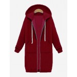 Casual Women Long Sleeve Zipper Hooded Pockets Coat