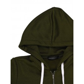 Casual Women Long Sleeve Zipper Hooded Pockets Coat