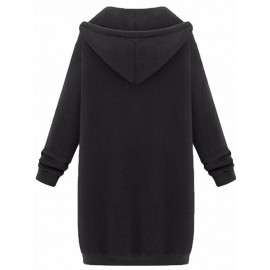 Casual Women Long Sleeve Zipper Hooded Pockets Coat