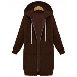 Casual Women Long Sleeve Zipper Hooded Pockets Coat