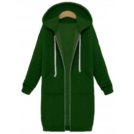 Casual Women Long Sleeve Zipper Hooded Pockets Coat