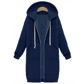 Casual Women Long Sleeve Zipper Hooded Pockets Coat