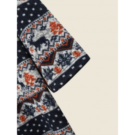 Elk Floral Pattern Button Hooded Long Sleeve Coat Elk Floral Pattern Button Hooded Long Sleeve Coat