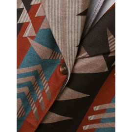 Vintage Geo Print Button Front Long Sleeve Coat Vintage Geo Print Button Front Long Sleeve Coat