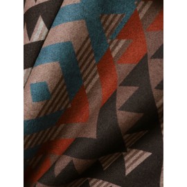 Vintage Geo Print Button Front Long Sleeve Coat Vintage Geo Print Button Front Long Sleeve Coat