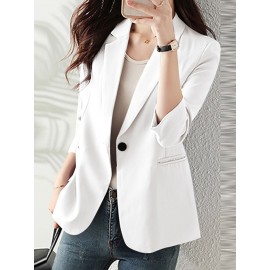 Solid Long Sleeve Lapel Blazer For Women Solid Long Sleeve Lapel Blazer For Women