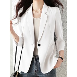 Solid Long Sleeve Lapel Blazer For Women Solid Long Sleeve Lapel Blazer For Women