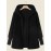 Solid Plush Long Sleeve Hooded Coat For Women