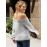 Solid Off-shoulder Pullover Long Sleeve Women Sweater