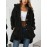 Women Solid Color Button Pocket Loose Plush Casual Coat