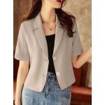 Solid Short Sleeve Lapel Casual Button Blazer